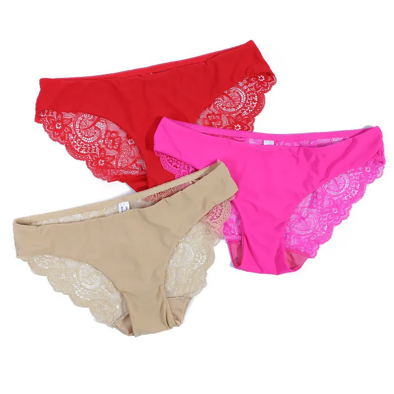 Bragas de encaje para mujer, bragas de algodón sin costuras, bragas caladas, lencería cómoda y transpirable, Tanga de talla grande, ropa interior 1