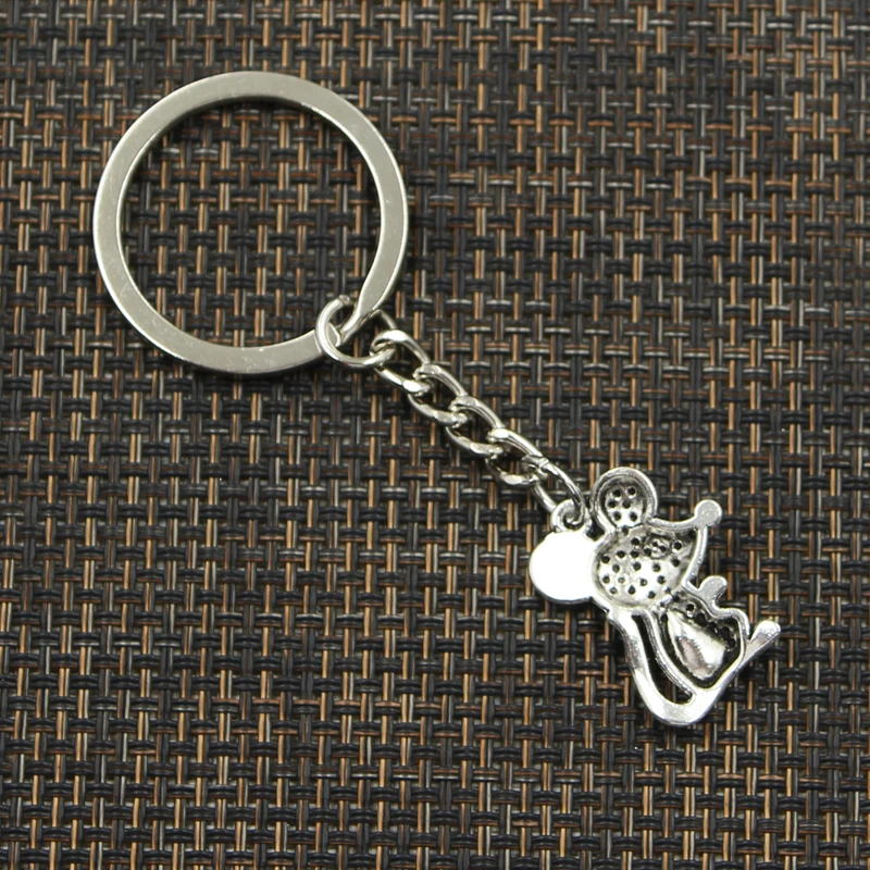 New Fashion Keychain 24x18mm Mouse Pendants DIY Men Jewelry Car Key Chain Ring Holder Souvenir For Gift