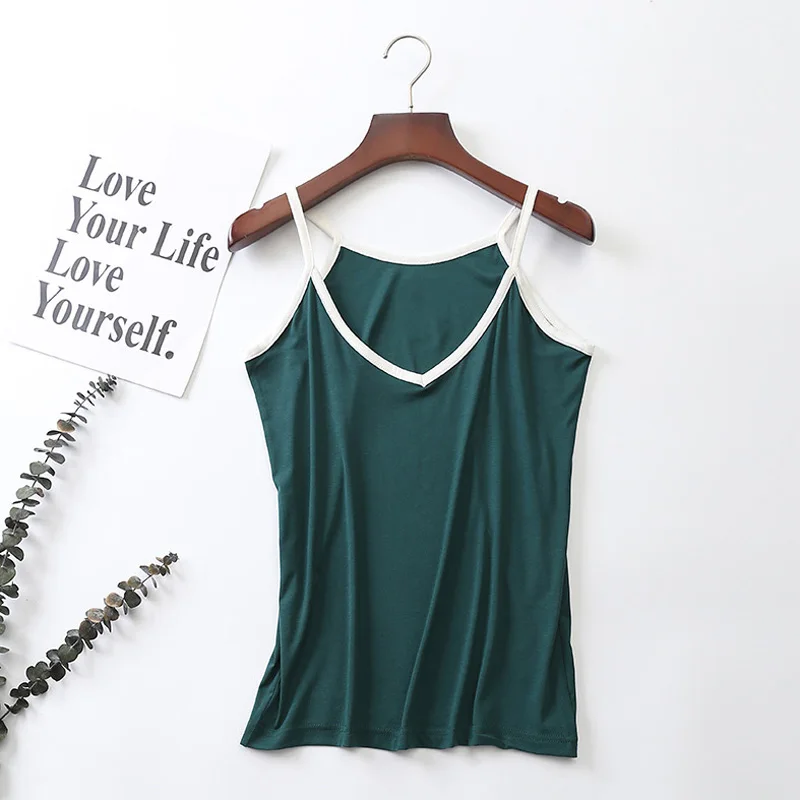 LERFEY donna estate Sexy elastico Casual serbatoio con scollo a v senza maniche Spaghetti Strap Vest Casual cotone top Tees Roupas Femininas