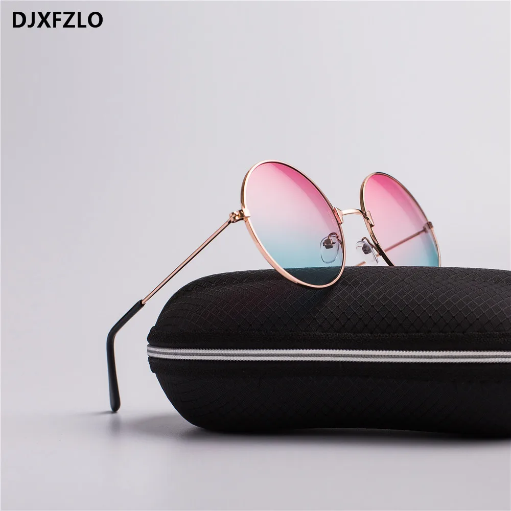 DJXFZLO  explosion models metal round fashion marine lenses red sunglasses unisex fashion Prince mirror UV400