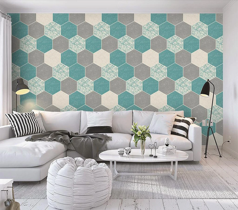 Custom wallpaper Creative geometric hexagon design background wall