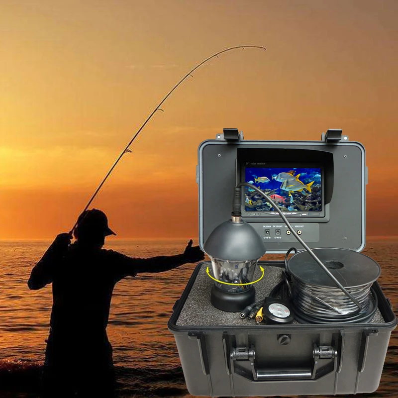 20m Cable video Underwater Fishing Camera Fish Finder With  12Pcs White leds Camera Rotate 360 Degree Remote Controller