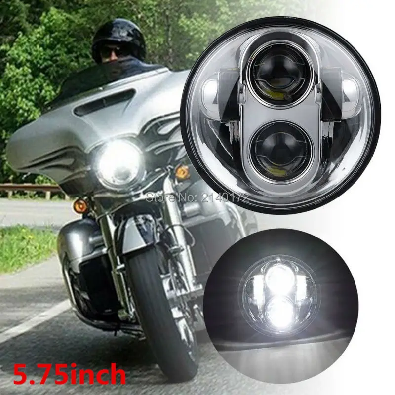 

Round 5 3/4 5.75 Inch Motorcycle H4 LED Projector Headlight IP67 Waterproof For Harley Sportster Softail Super Glide Dyna