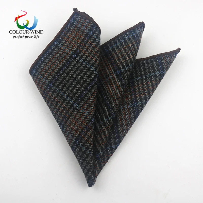 British Style Men\'s Wool 24*24CM Striped Cotton Handkerchief Vintage Hankies Pocket Square Set Neckwear Suit Accessories Pañuelo