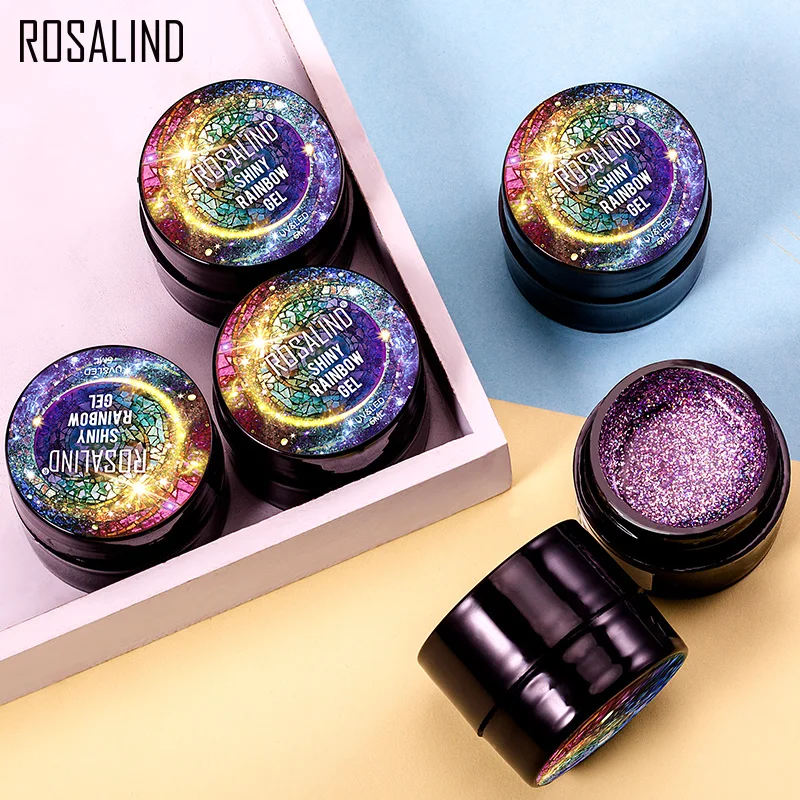 ROSALIND smalto per unghie Gel lucido arcobaleno 5ML Set per Manicure smalto semipermanente Gel ibrido smalto Top Coat Nail Art