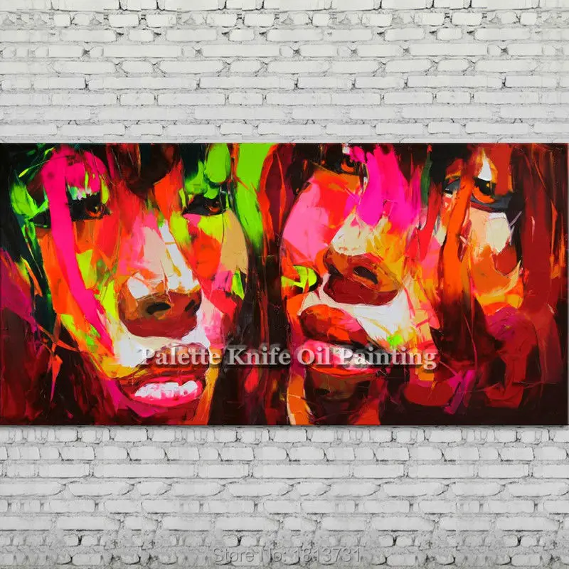 

Hand painted Francoise Nielly Palette knife portrait Face Oil painting Character figure canva wall Art picture for living room69