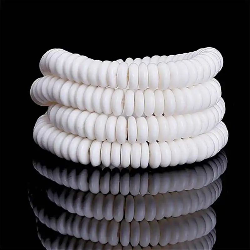 100PCS 8X2mm Tibet Yak Bone Loose Coin Beads White Black Brown Button Beads TSB0284