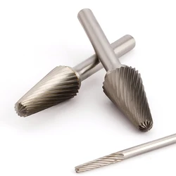 Tungsten Steel Hard Rotary Alloy Metal Grinding Head 1pcs Boring Cutter L-type Conical Dome Rotary Files