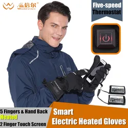 Smart Electric Heated Gloves Touch Screen Ski Gloves Battery Powered Self Heating 3M Waterproof Motorcycle Racing Riding Guantes