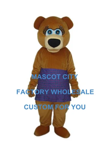 

Pretty Brown Girl Bear Mascot Costume Adult Size Cartoon Character Canival Cosply Mascotte Mascota Suit Fancy Dress SW1235