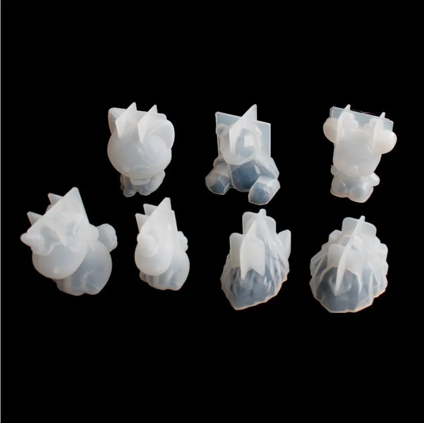 Moldes de resina Epoxy de silicona de unicornio transparente, molde geométrico de oso y conejo, herramienta de decoración para hacer velas de aromaterapia de animales