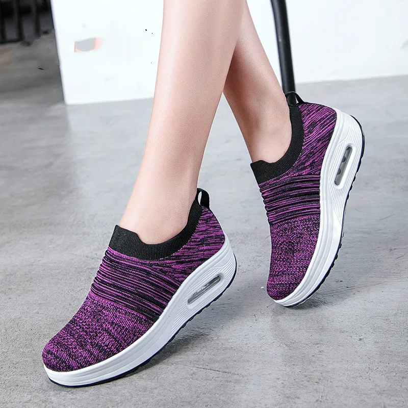 SWYIVY Sock Shoe Autumn Wedge Swing Toning Slimming Shoes 2019 New Lose Weight Female Sport Shoes Platform Sneakers Sport