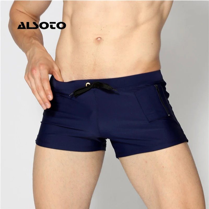 ALSOTO New Board Shorts Men Swimwear Swimsuits Shorts Men Breathable Men\'s Swimsuits Trunks Boxer Briefs Sunga SwimSuits