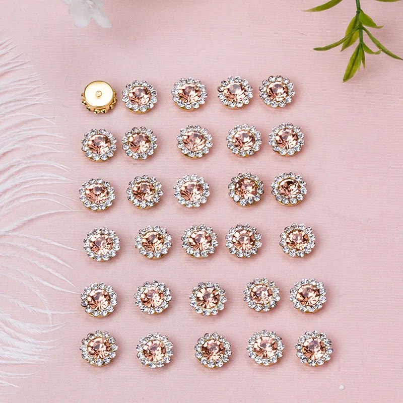 100pcs 16 color 9.4MM/11.8MM decorative bling pearl crystal rhinestone buttons flat back embellishment diy jewerly