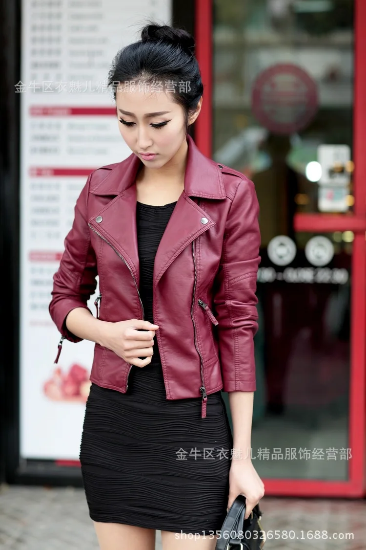 Spring and Autumn women \'s new PU leather short paragraph women\' s short jacket motorcycle clothes Slim leather jacket