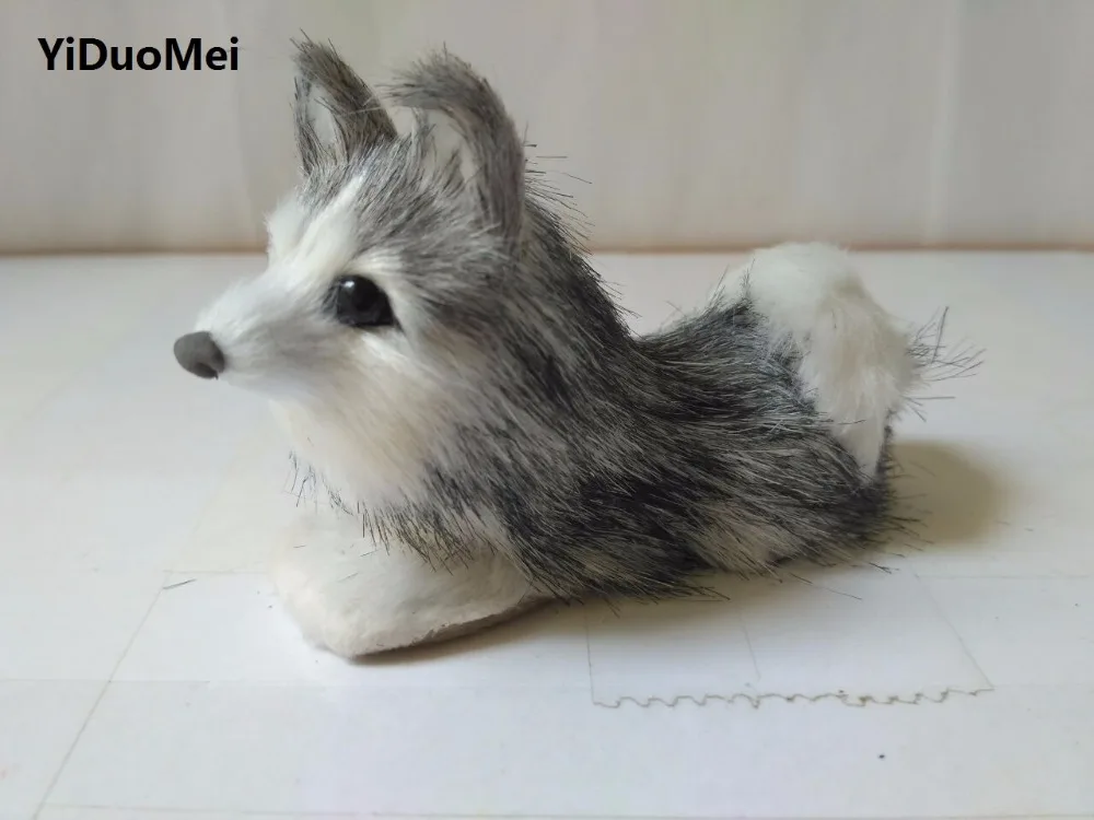 artificial gray husky dog 11x10cm prone dog handicraft prop,home decoration gift p2933