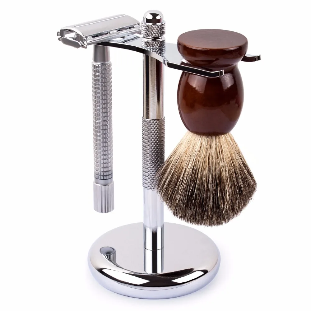 QSHAVE Men Razor Holder Stainless Steel Shaving Brush Stand Safety Razor It Razor Holder 15cm Razor Rack & Brush not including