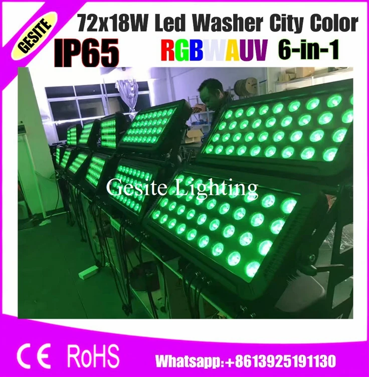 

72 * 18W 6in1 rgbwauv Led Wall Washer Light DMX512 Outdoor Spot Light Double Head RGBW Quad-Color LED City Color Light