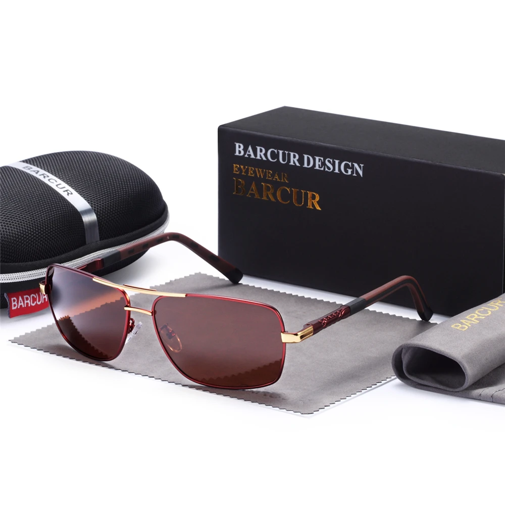 BARCUR Rectangle Polarized Sunglasses Driving Glasses Men Sun glasses Colored Lenses for Eyes Vintage Glasses oculos shades image 5