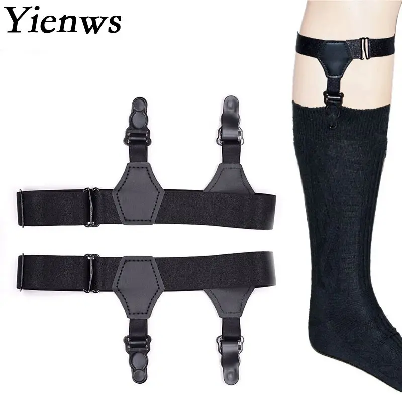 Yienws-Calcetines de tirantes para hombre, ligas de 2,5 cm, dos Clips, soporte para calcetines, tirantes, YiA031