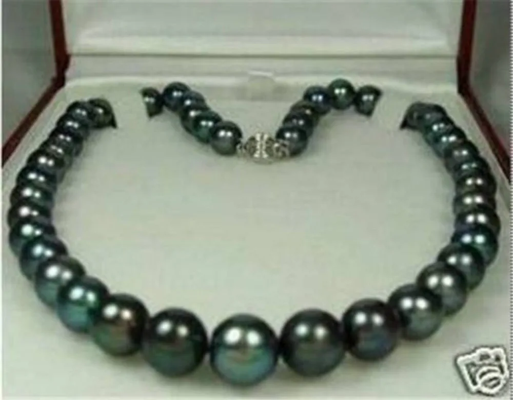 

FREE SHIPPING Charming! 8-9mm Tahitian Black Natural Pearl Necklace 18" AA^^^@^Noble style Natural Fine jewe &