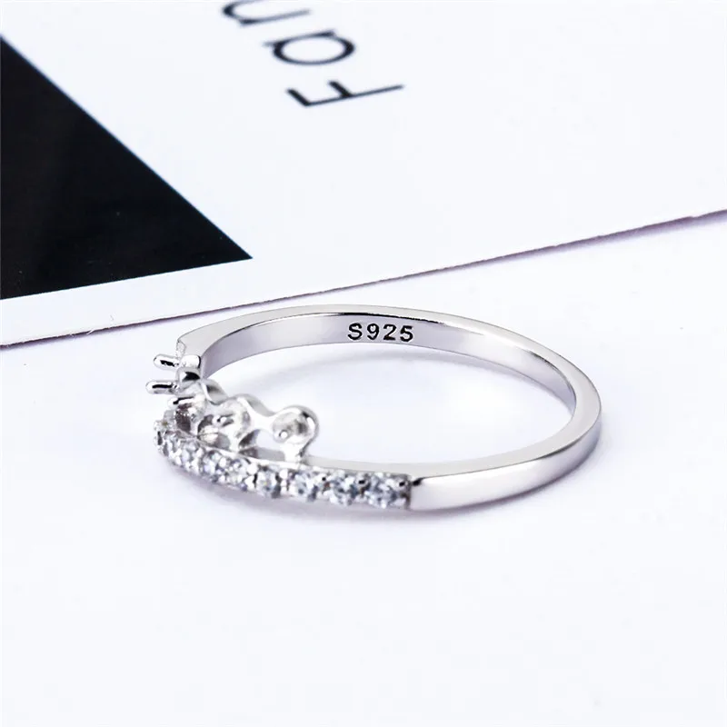 CLUCI Classic Silver 925 Women Pearl Ring Mounting Classic Ring Jewelry for Wedding Sterling Silver Simple Ring Jewelry SR1088SB