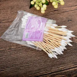 100PCS/Bag Double Head Cotton Swab Medical Wood Sticks Nose Ears Cleaning For Women Girl Makeup Cotton Buds Tip Health Care Tool