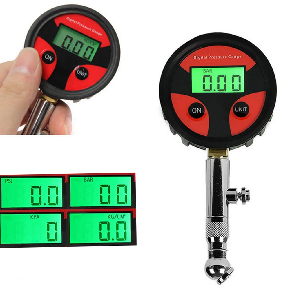 Pressure Gauge 0-200PSI Metal Universal Tyre Digital Pressure Meter Manometer With Tyre Cap Core