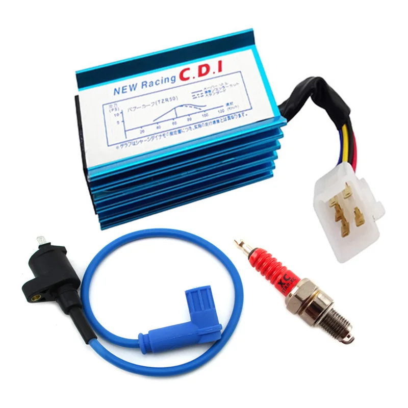 Blue Racing Ignition Coil + 5 Pin AC CDI + A7TC Spark Plug For 50 70 90 110 125 140 150 160 cc ATV Quad Pit Dirt Bike Motorcycle