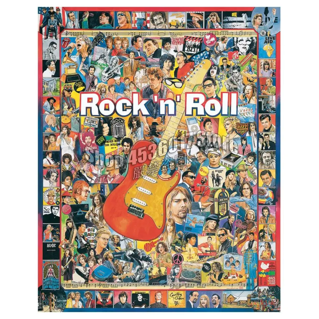 

Алмазная мозаика Rock 'N' Roll, ручная алмазная живопись, музыка, Звездный крест, алмазная вышивка, стразы, искусство
