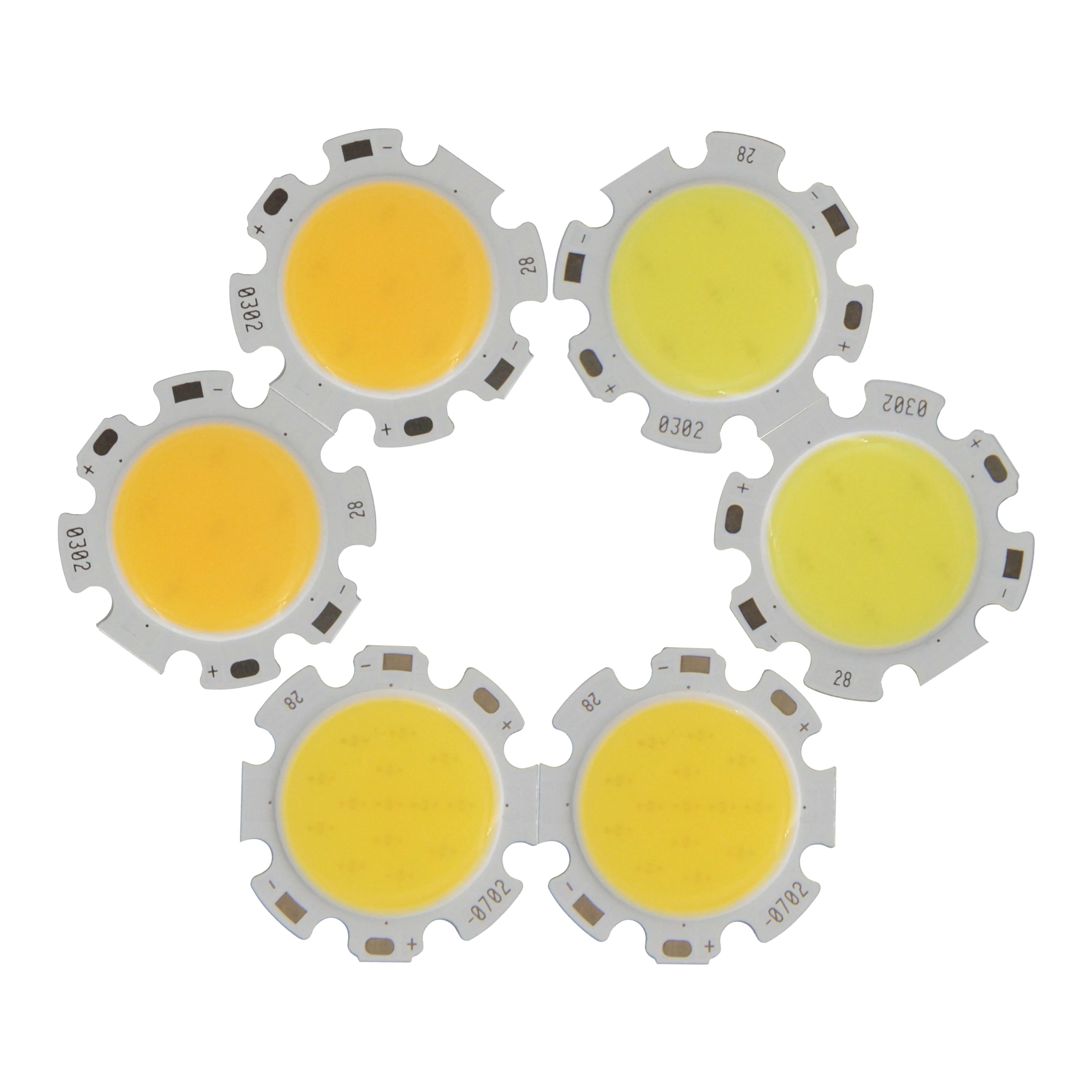 Módulo de fuente de luz LED COB redondo, 28mm, 20mm, blanco natural cálido, 3W, 5W, 7W, 10W, 12W, lámpara flip chips para foco, venta de fábrica