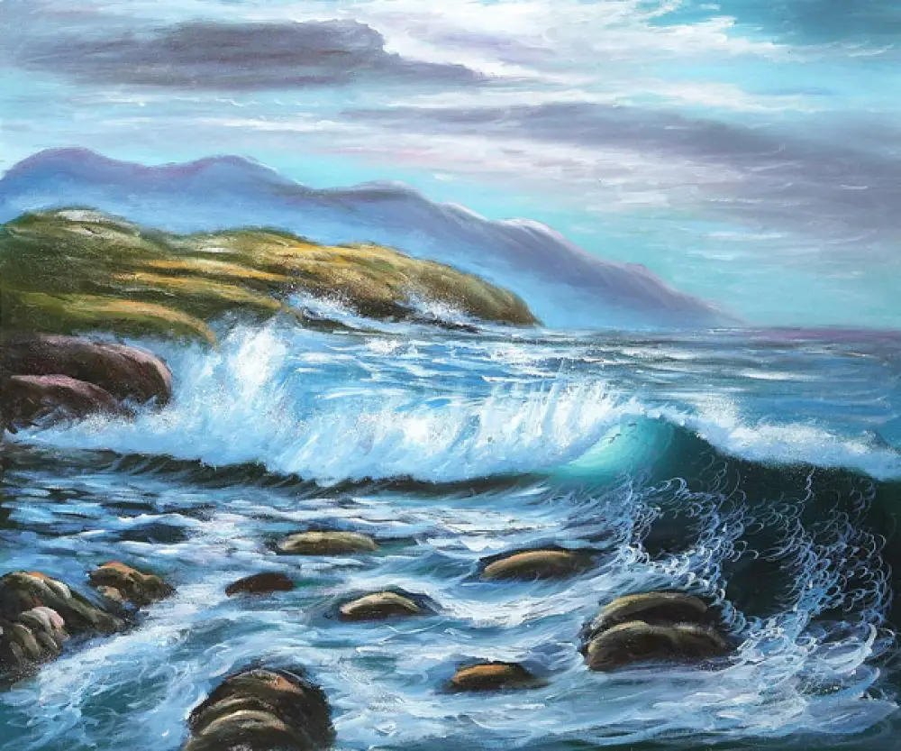 Beautiful Seascape Oil Painting Modern Canvas Wall Art Painting for Living Room Serenity Hand Painted High Quality