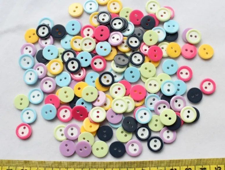 1500pcs Tiny Mini Button Resin Round Shape 2 holes Candy buttons Assorted Colors 11mm 2 tones