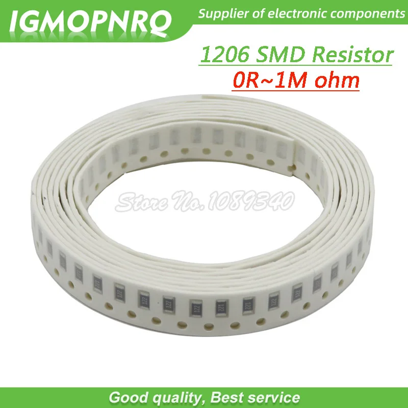 100szt 1206 5% rezystor SMD 0R - 10M 1/2W 0 1 10 100 150 220 330 470 ohm 1K 2.2K 10K 100K 200K 0R 1R 10R 100R 200R 220R 330R