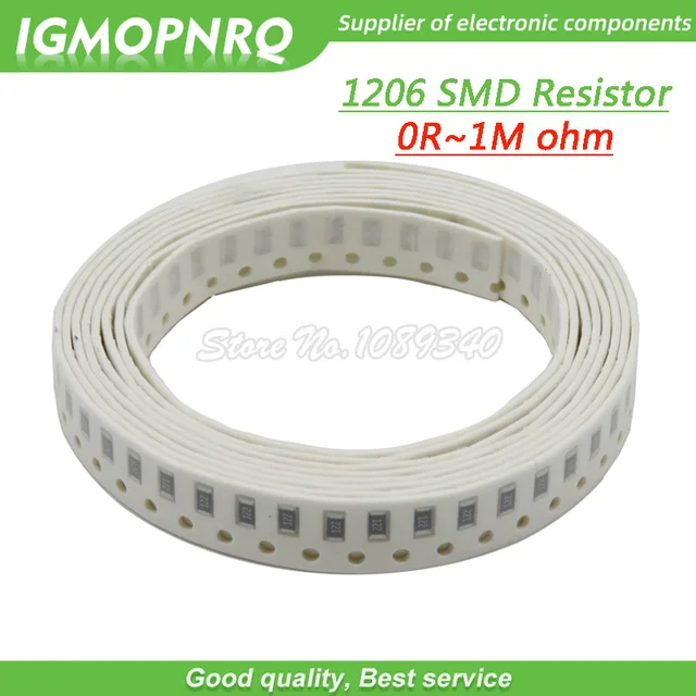 100szt 1206 5% rezystor SMD 0R - 10M 1/2W 0 1 10 100 150 220 330 470 ohm 1K 2.2K 10K 100K 200K 0R 1R 10R 100R 200R 220R 330R