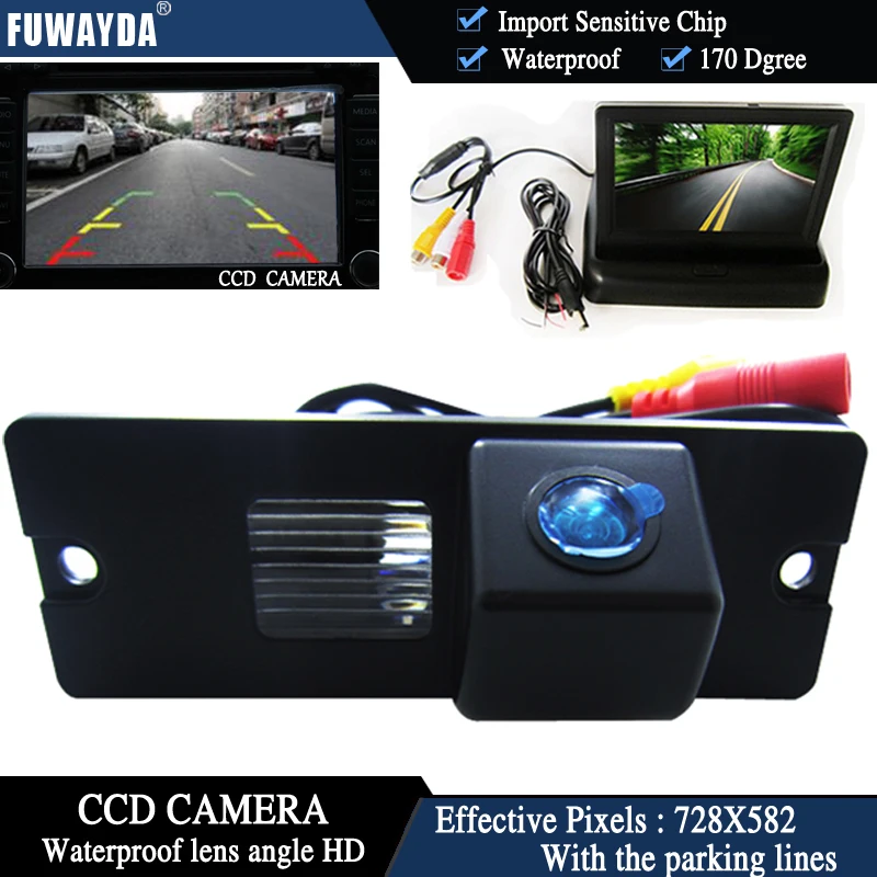 FUWAYDA Color CCD Chip Car Rear View Camera for Mitsubishi Pajero V3 V6 V8 Zinger + 4.3 Inch foldable LCD TFT Monitor WATERPROOF