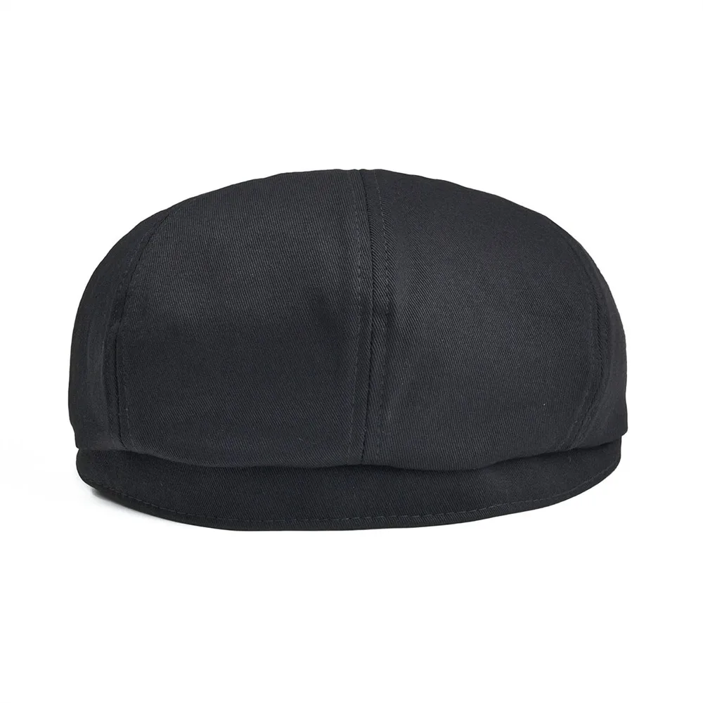 BOTVELA Newsboy Cap Men\'s Twill Cotton Eight Panel Hat Women\'s Baker Boy Caps Retro Big Large Hats Male Boina Black Beret 003