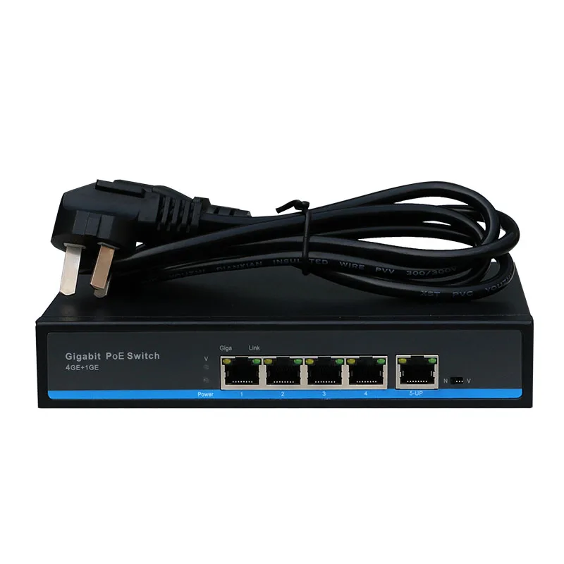 4 port Gigabit POE Ethernet switch 1 port Gigabit Internet switch POE switch  5 *10/100/1000Mbps RJ45 Port