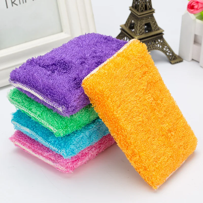 12pcs ANTI-GREASY bamboo fiber wrap sponge washing dish foam,magic multi-function wipping/cleaning rags