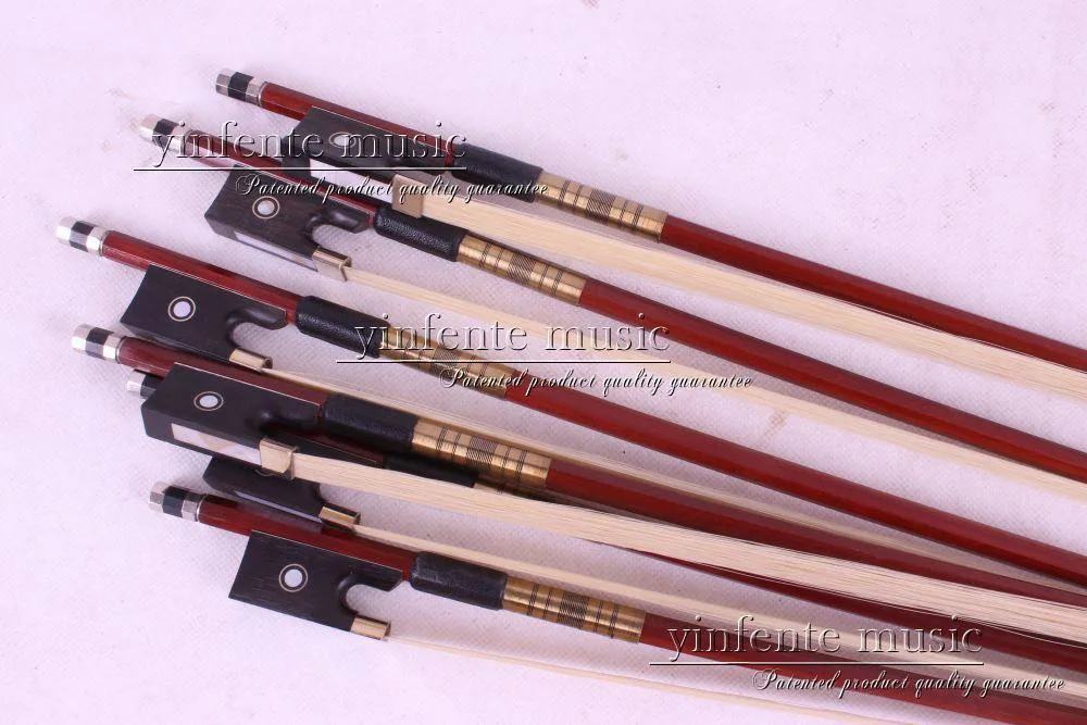 90# 5 pcs 4/4 Round STICK Violin Bow Ebony Frog Parisian Eyes Brazil wood