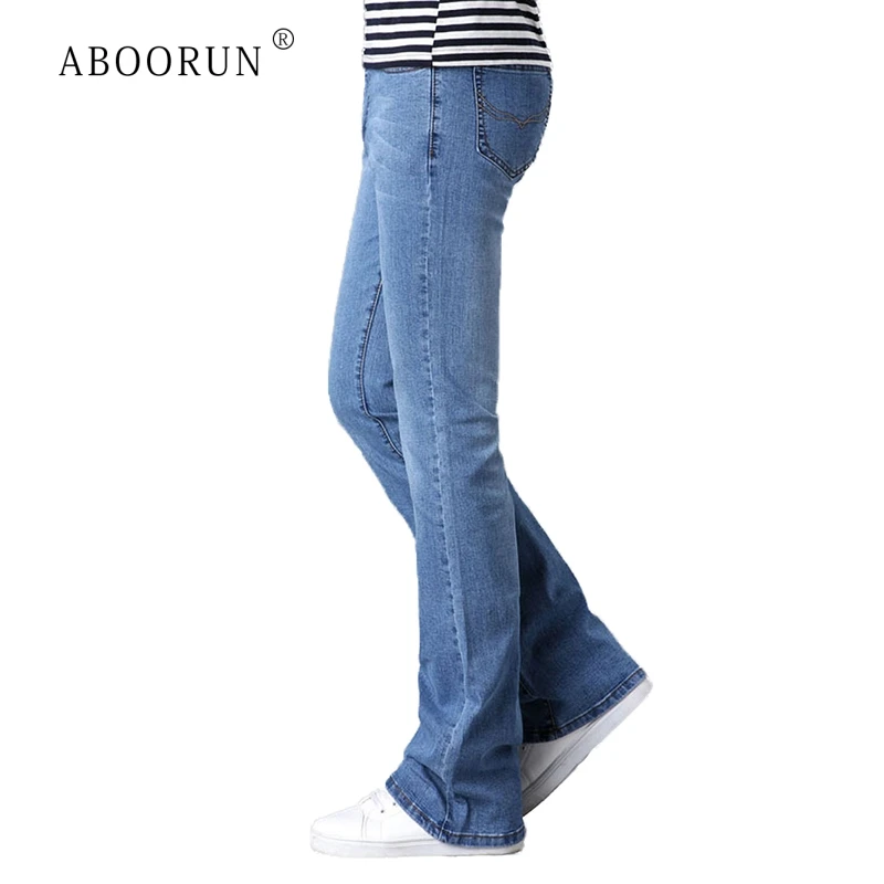 ABOORUN Mens Flared Jeans Boot Cut Leg Fit Jeans Stretch Denim Pants New Casual Jean Trousers Male R1645