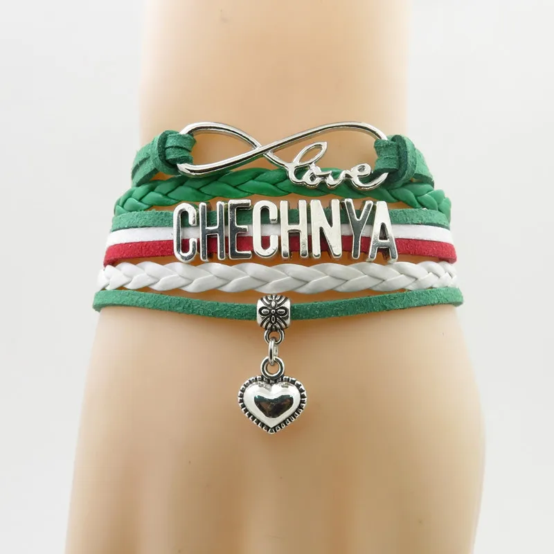 Love Chechnya Bracelet Charm Vintage Chechnya Leather Bracelets For Women And Men Gift