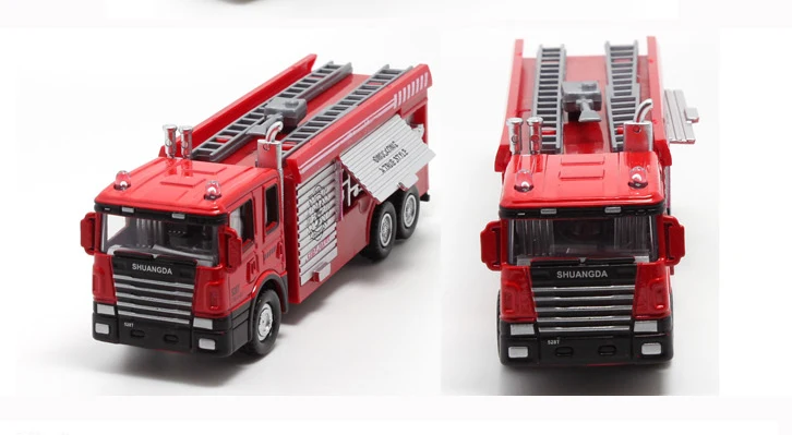 المعادن الكهربائية سلم الشاحنات لعبة سبيكة سيارة نموذج مدفع المياه شاحنة مطافئ الصوتية البصرية الأطفال الهدايا التعليمية المركبات اللعب