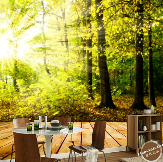 

Custom mural landscape, the sun through the woods murals for the living room bedroom TV background wall waterproof wallpaper