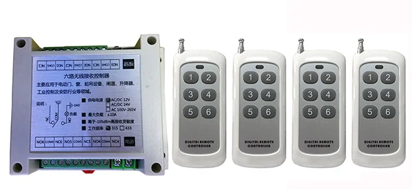 

DC12V 6CH 10A RF Wireless Remote Control Relay Switch Security System tubular motor garage door shutters/ lamp