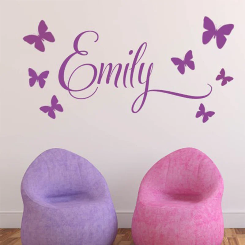 Personalised Name Princess 7 Butterflies Baby Girl Wall Decal Nursery Vinyl Sticker Decor Children Room Decor Wall Art 30*60CM