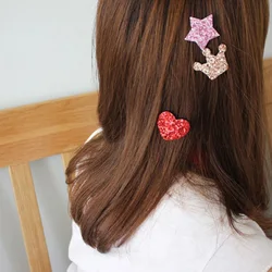 Cute Sticky Post Magic Tape Fringe Hair Sticker Clip Crown Star Heart Fixed Bangs Patch Stick Artifact Sequins Kid Girl Headwear
