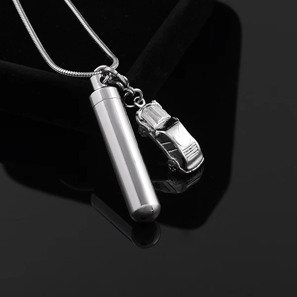 CMJ9854  Stainless Steel Pill Case Mini Keepsake Urns Pendant With DIY Charms Pet Ashes Necklace  Cremation Jewelry for Ashes