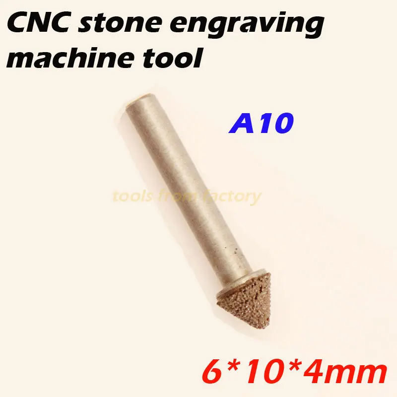 free shiping 6*10*4mm engraving machine cutter stone carving tool cnc router diamond stone cutting bits A10