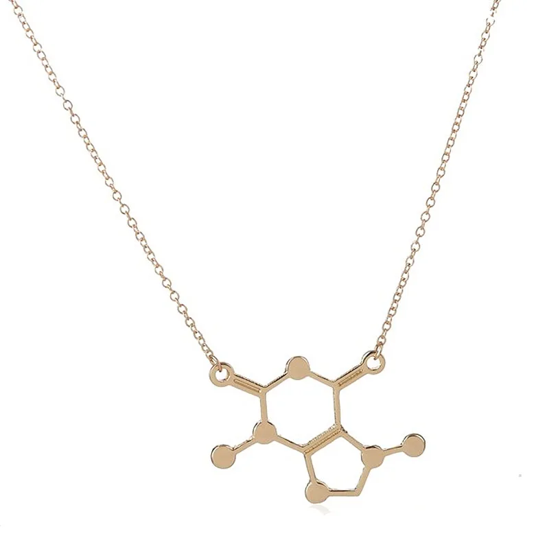 

Wholesale Jewelry 10pc Chocolate Molecule Pendant Necklace Gold and Real Silver Plated Chemistry Science Anime Couple Love